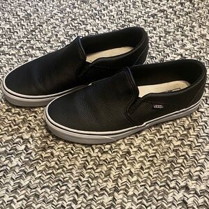 Vans Men's Black Textured Slip-On Loafers